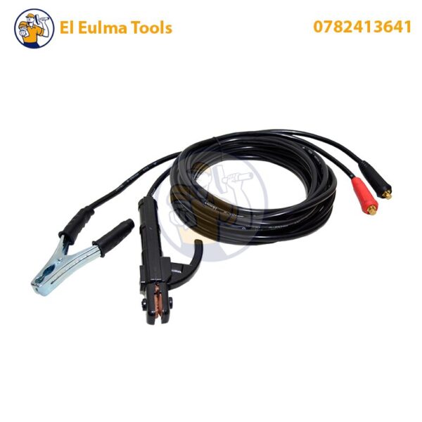 2 Cables de soudure + / - 130A-200A 4 Metres avec pince porte électrode et pince de masse