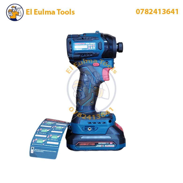 IMG_20250503_211414-Photoroom.jpg Visseuse a percussion sans-fil 2 batteries 21V 2Ah brushless HONESTPRO YAE6119 - الصورة 8