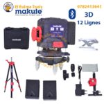 Niveau laser 12 lignes vertes 3D 360° 2 batteries MAKUTE LL2212
