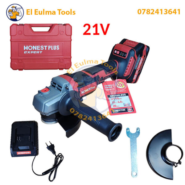 Meuleuse d'angle sans-fil 115mm 1 batterie 21v HONESTPLUS YAE6179