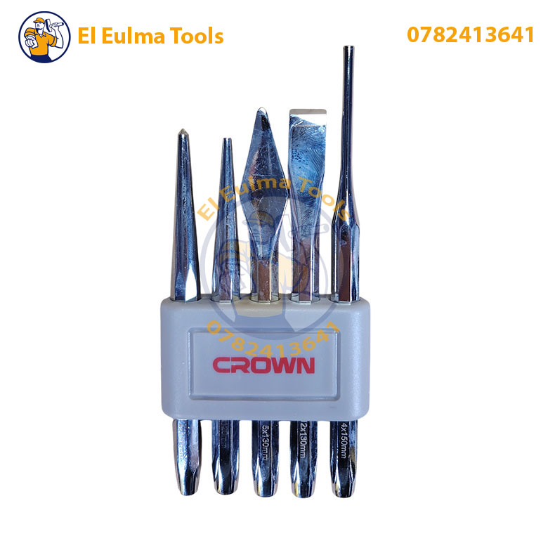 IMG_20251114_192639-Photoroom Ensemble Poinçon et Burin 5 Pièces CROWN CPHHP-XA5 (Acier CR-V) - الصورة 1