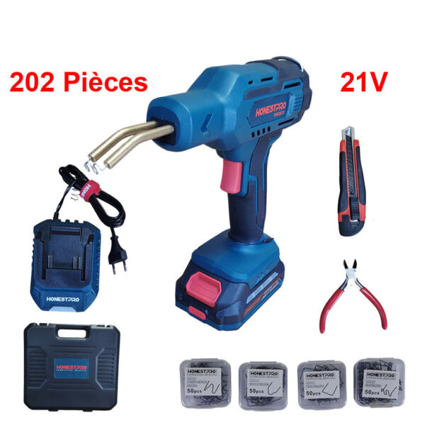 Pistolet à Agrafes Chaudes Sans-fil (Soudeuse Plastique) – Kit Complet 202 pièces