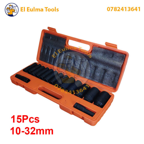 Jeu de Douilles de 15Pcs 1/2″ 10-32 mm