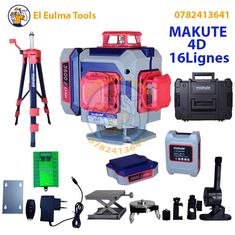 870 Niveau laser 4D 16 Lignes 2 batteries avec trépied MAKUTE CLL112-16J – Image 1