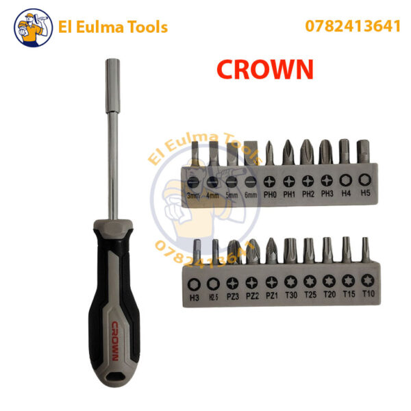 Jeu de Tournevis Porte-Embouts 21 Pièces CROWN CPHBH-AXA21